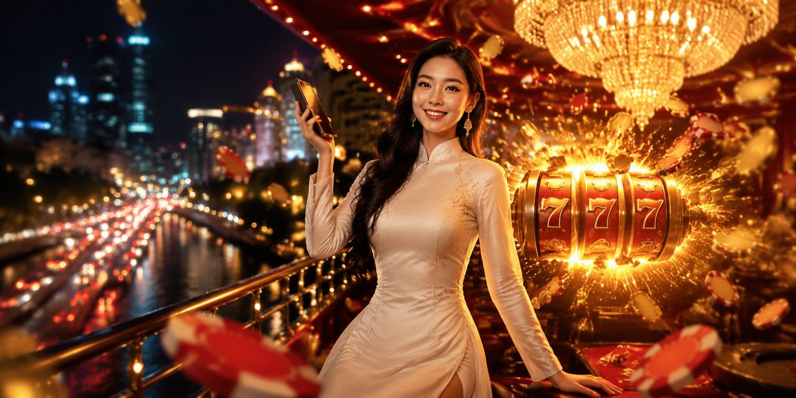Người dùng TP.HCM mặc áo dài trải nghiệm slot game trực tuyến với voucher ưu đãi trên điện thoại