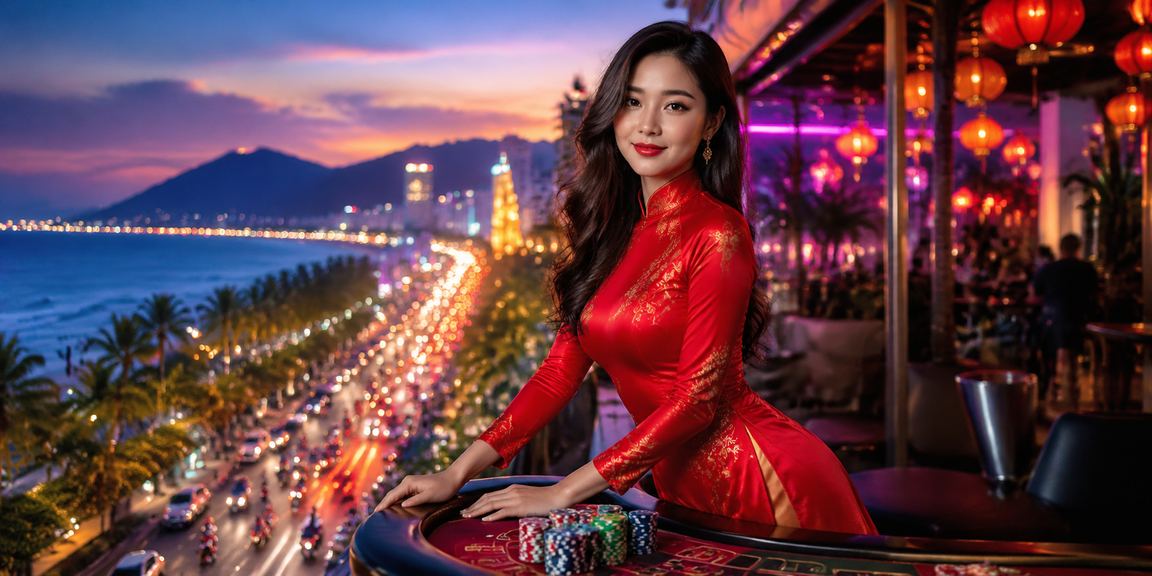 Người dùng tại Nha Trang mặc áo dài tham gia cá cược trực tuyến bên bãi biển vào buổi tối